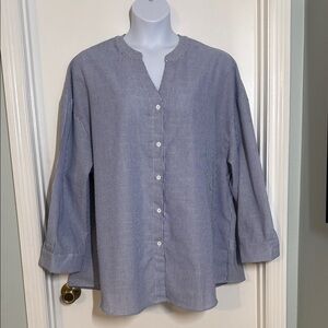 SHEIN Blue and White Striped Women’s Blouse Size 4X NWT